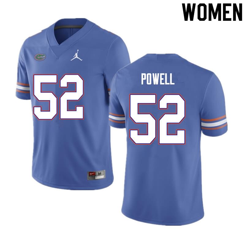 Women's NCAA Florida Gators Antwuan Powell #52 Stitched Authentic Nike Blue College Football Jersey HDI6765FJ